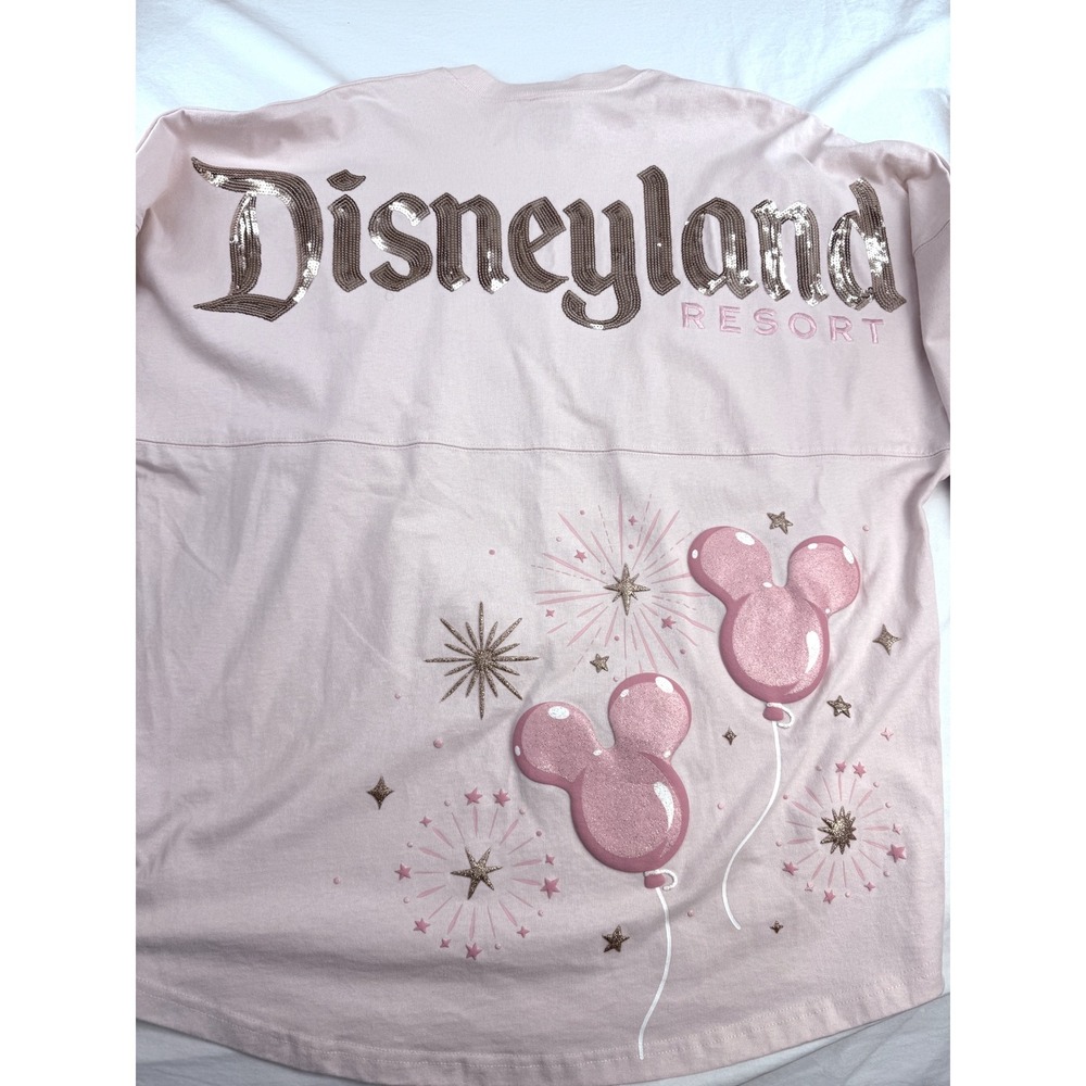 Disneyland Resort Spirit Jersey Rose Gold Sequin Mickey Balloon Pink Large